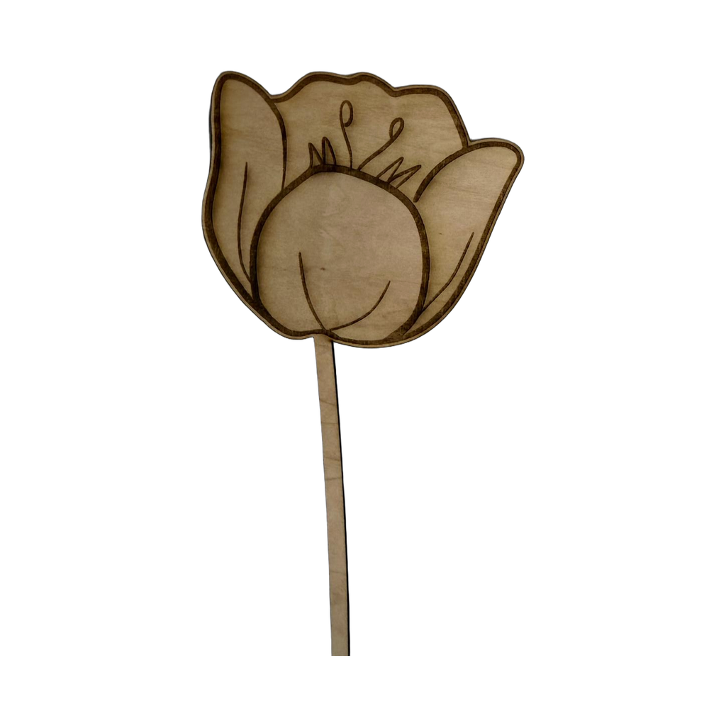 Holzblume mit Filz-Untersetzer – 2-in-1 Tischdeko