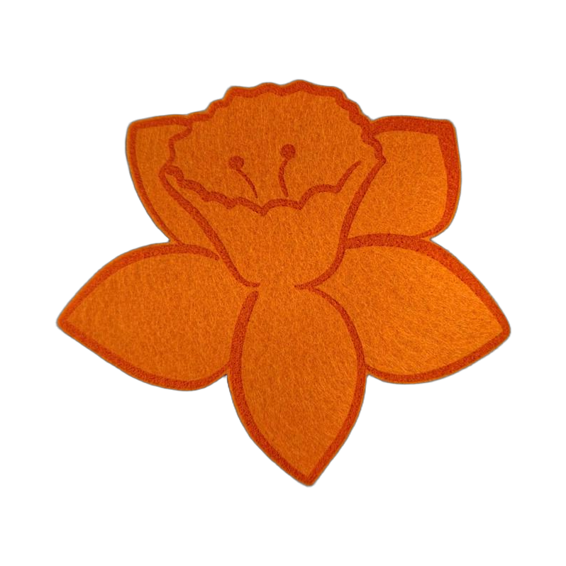 Holzblume mit Filz-Untersetzer – 2-in-1 Tischdeko